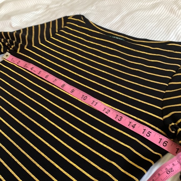 🖤Lauren Ralph Lauren Boat Neck Top Black w/ Gold Sparkling Stripes Cotton NEW🖤 - Picture 11 of 12